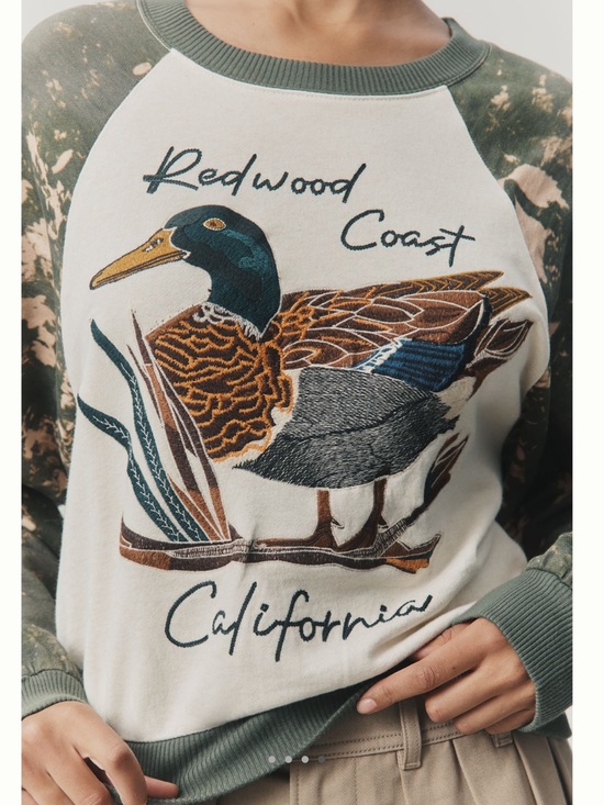 Anthropologie Tops - 🦆Anthropologie Niki Bubble Embroidered Sweatshirt Pilcro New Duck Camouflage